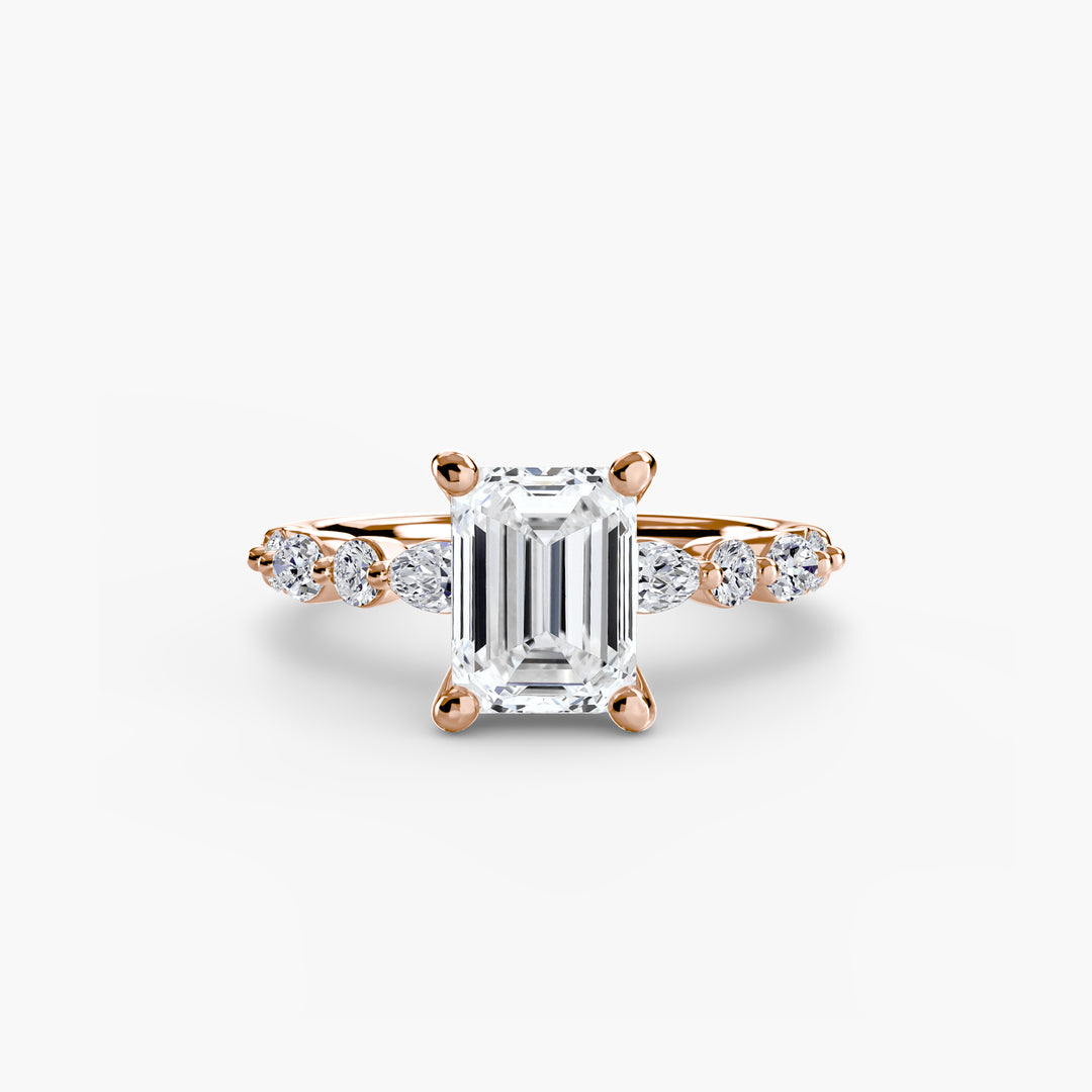 ELVINA I Diamond Engagement Ring with a Diamond Band