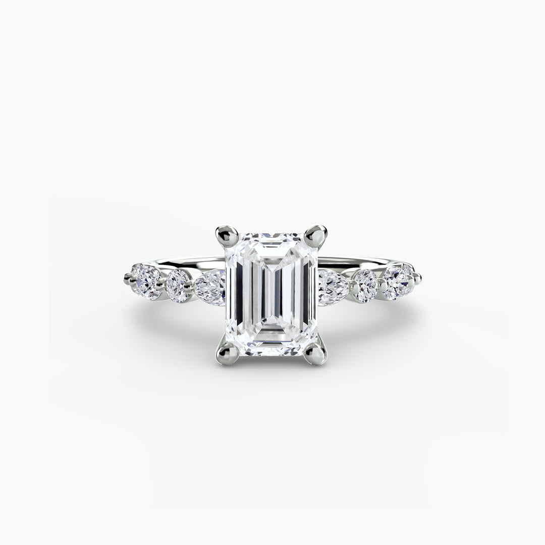 ELVINA I Diamond Engagement Ring with a Diamond Band