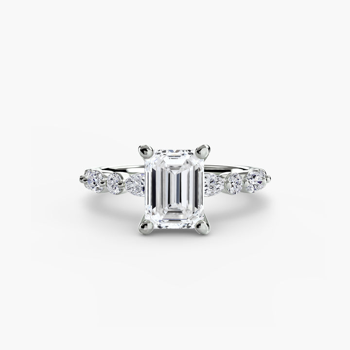 ELVINA I Diamond Engagement Ring with a Diamond Band