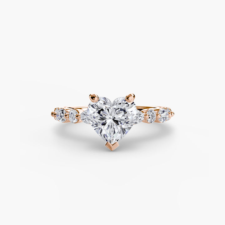 ELVINA I Diamond Engagement Ring with a Diamond Band