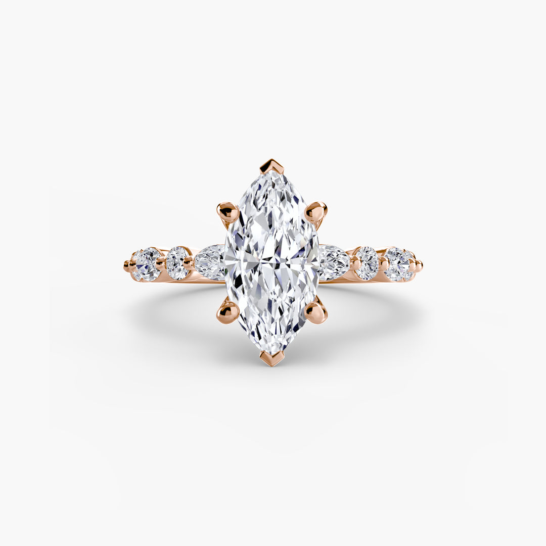 ELVINA I Diamond Engagement Ring with a Diamond Band