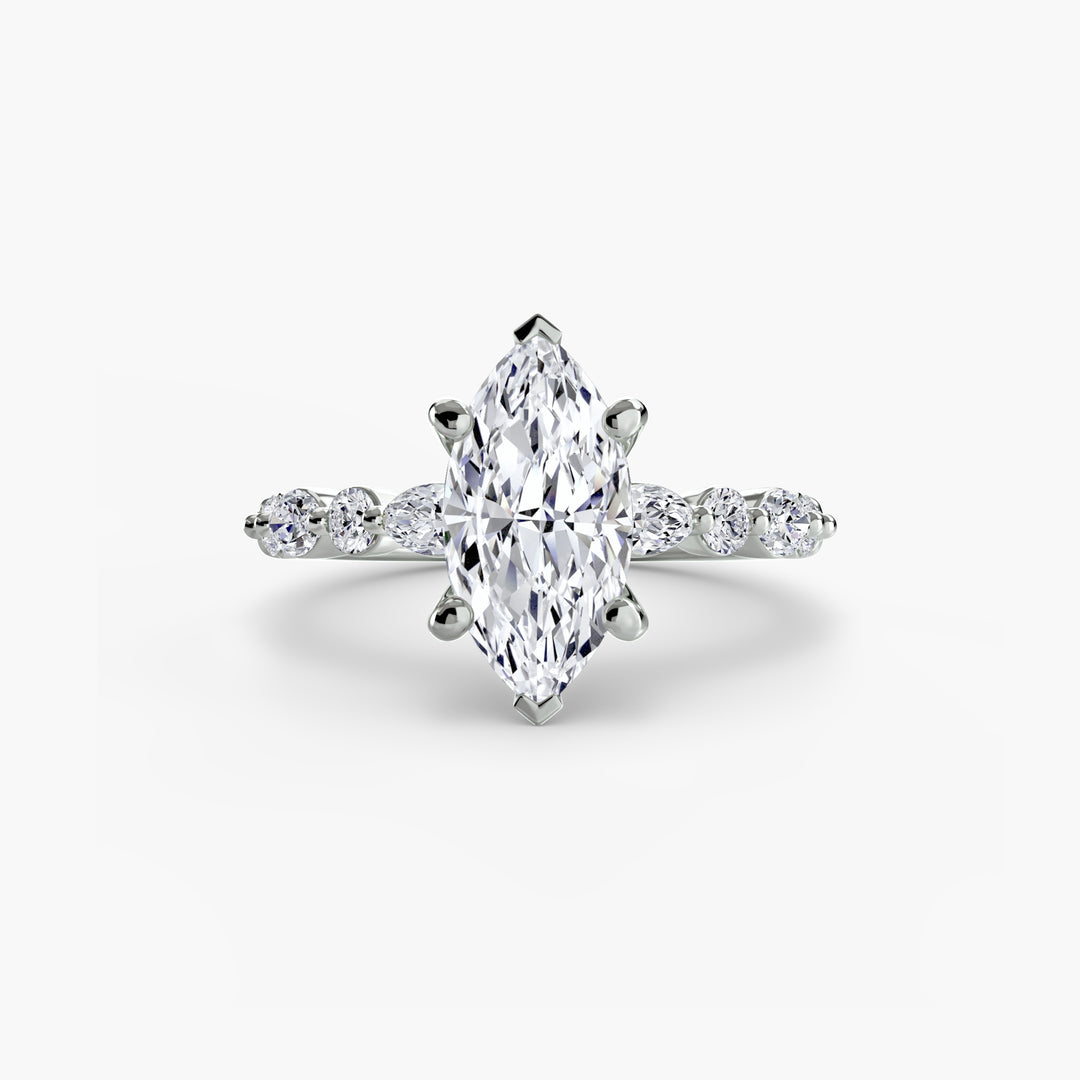 ELVINA I Diamond Engagement Ring with a Diamond Band