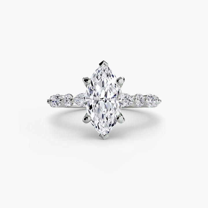 ELVINA I Diamond Engagement Ring with a Diamond Band
