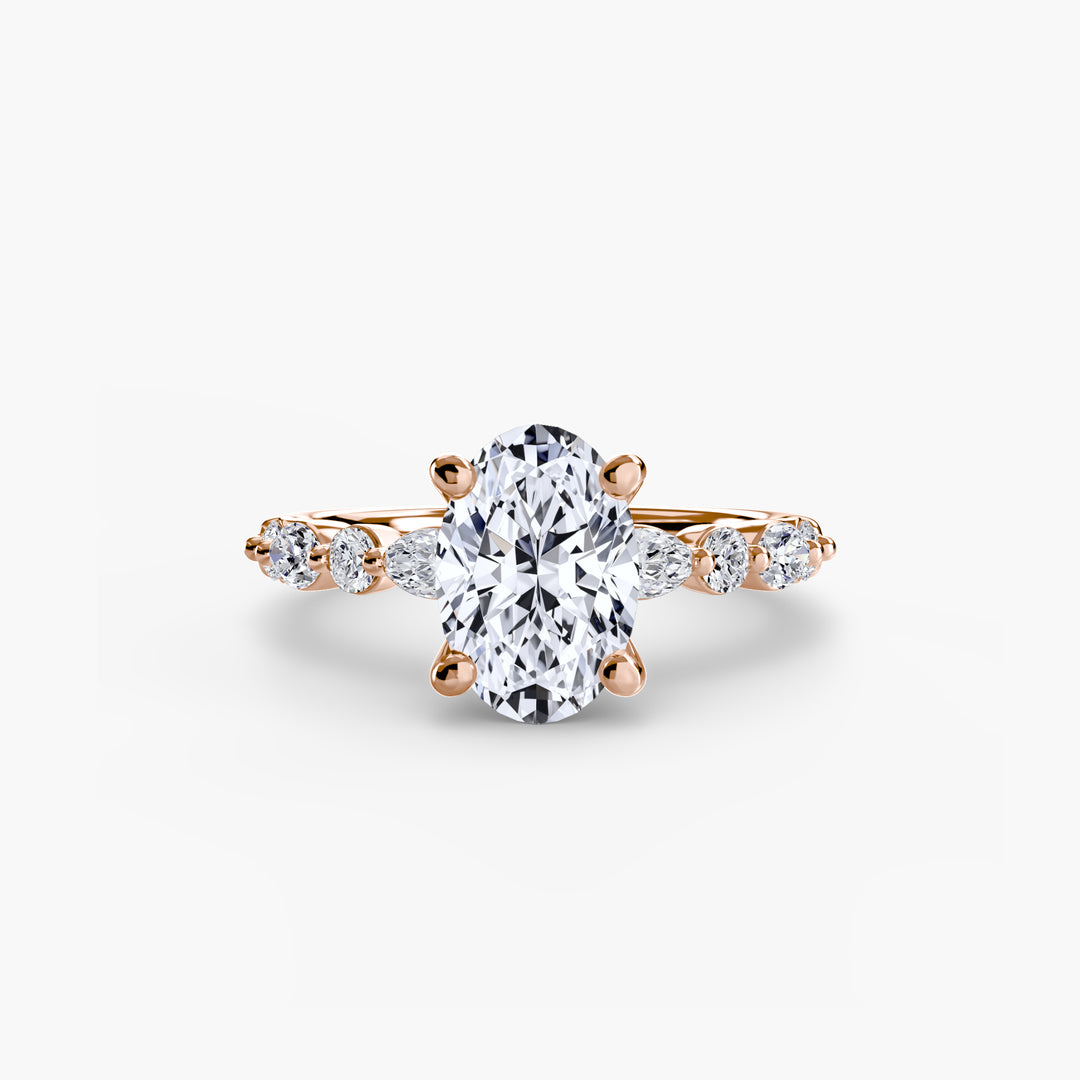 ELVINA I Diamond Engagement Ring with a Diamond Band