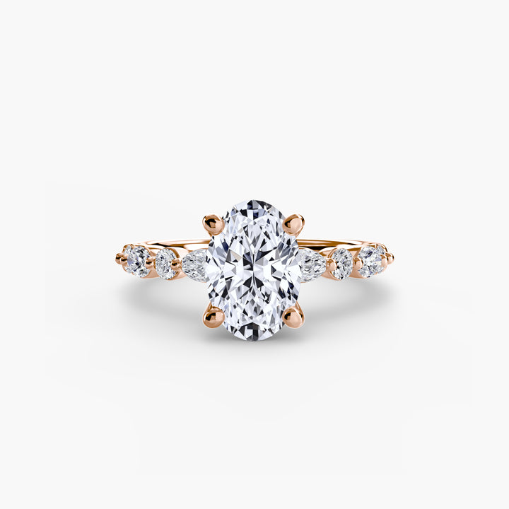 ELVINA I Diamond Engagement Ring with a Diamond Band