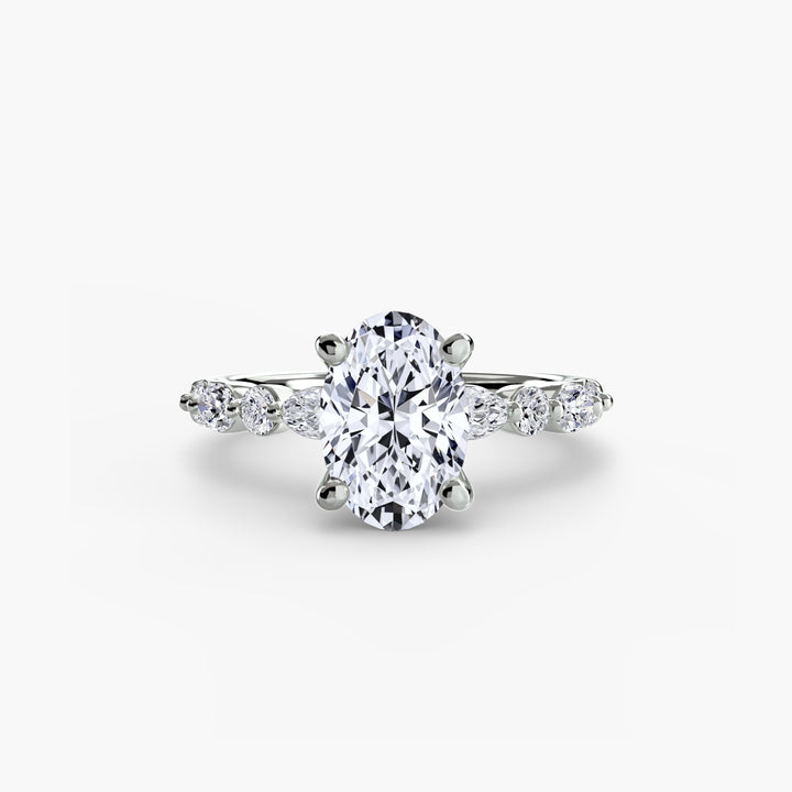 ELVINA I Diamond Engagement Ring with a Diamond Band