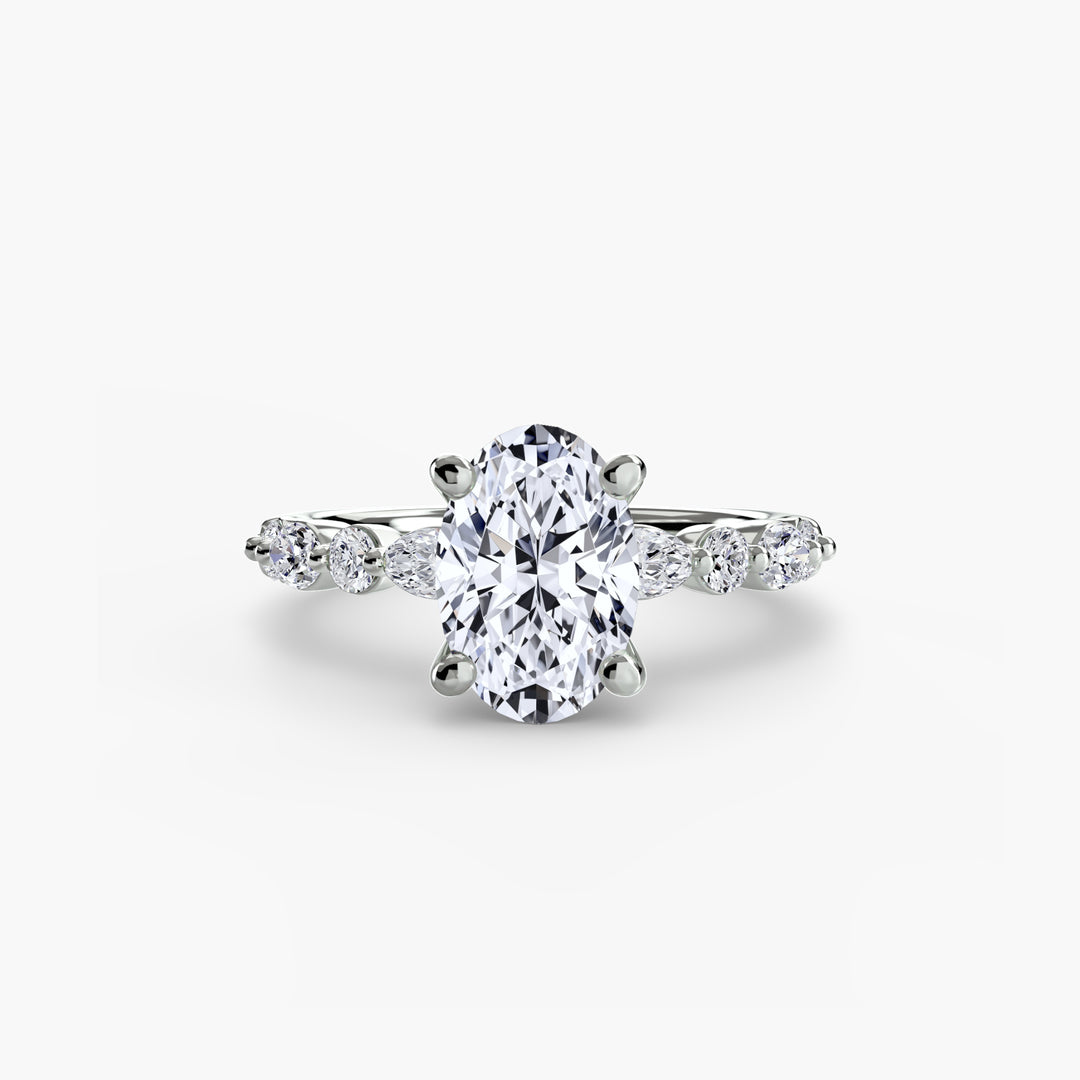 ELVINA I Diamond Engagement Ring with a Diamond Band