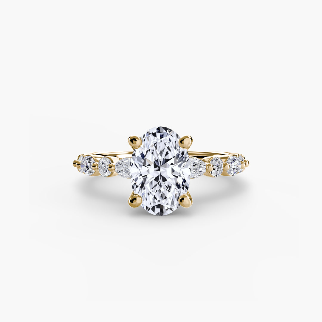 ELVINA I Diamond Engagement Ring with a Diamond Band