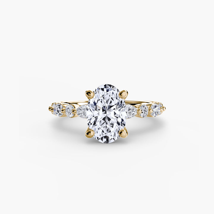 ELVINA I Diamond Engagement Ring with a Diamond Band