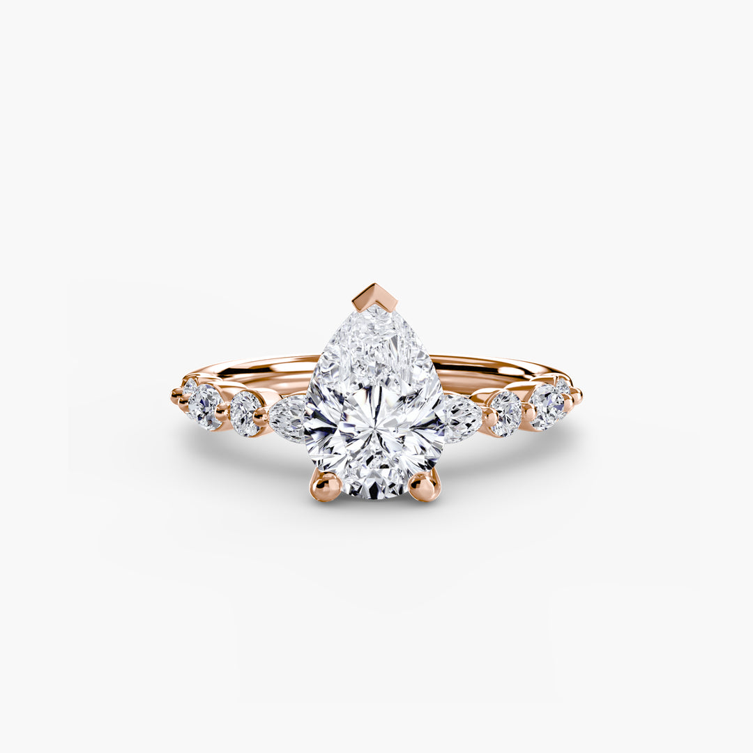 ELVINA I Diamond Engagement Ring with a Diamond Band