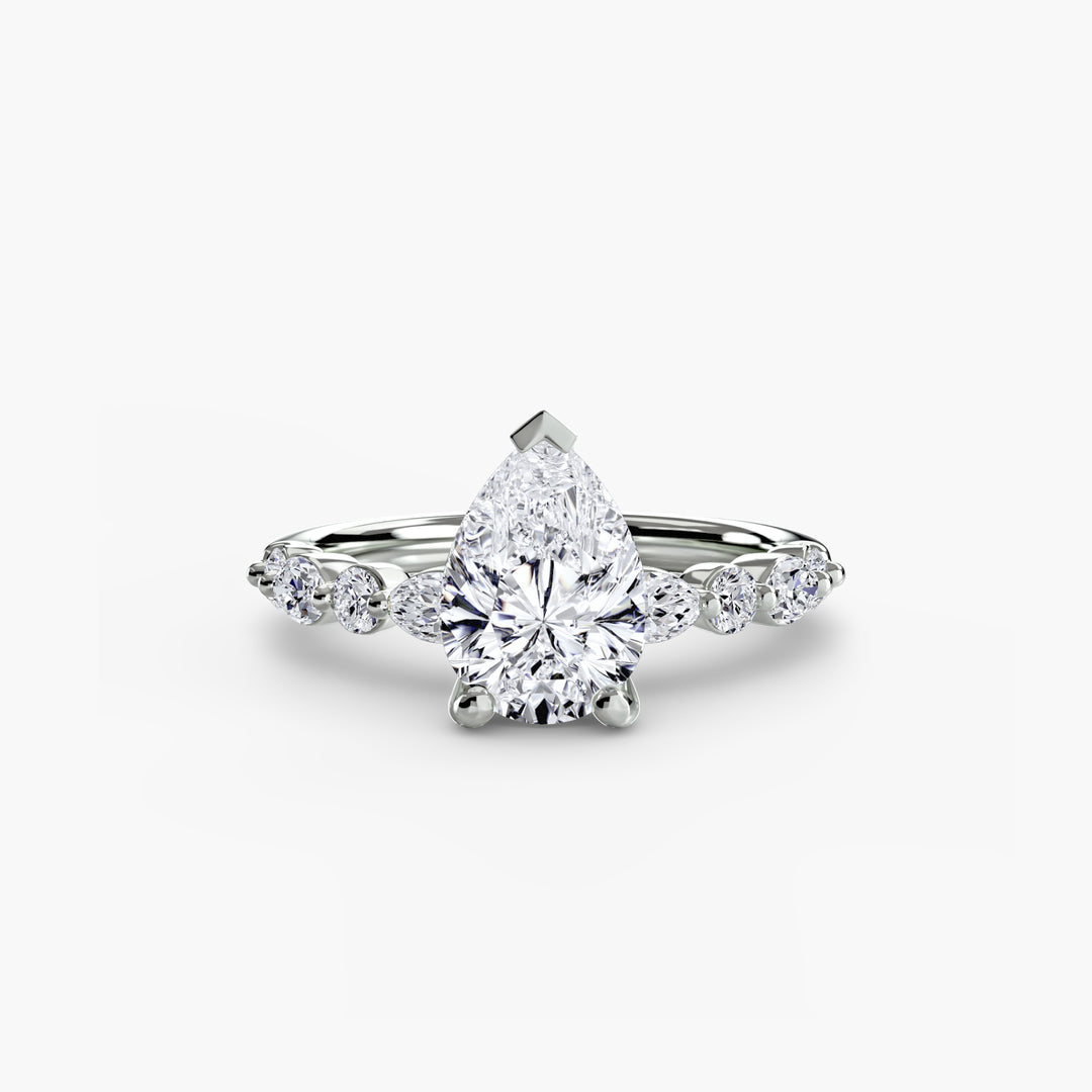 ELVINA I Diamond Engagement Ring with a Diamond Band
