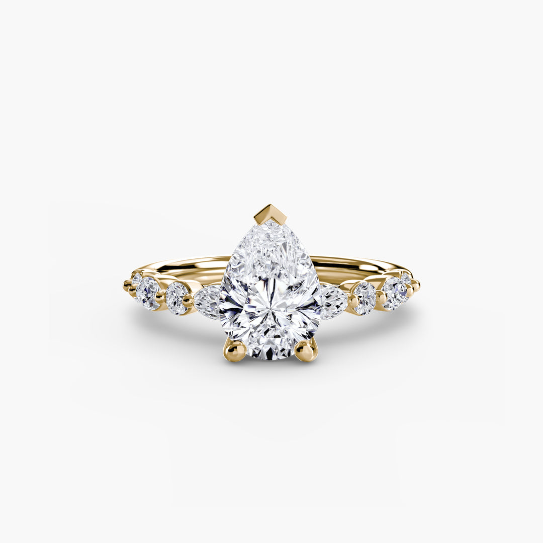 ELVINA I Diamond Engagement Ring with a Diamond Band