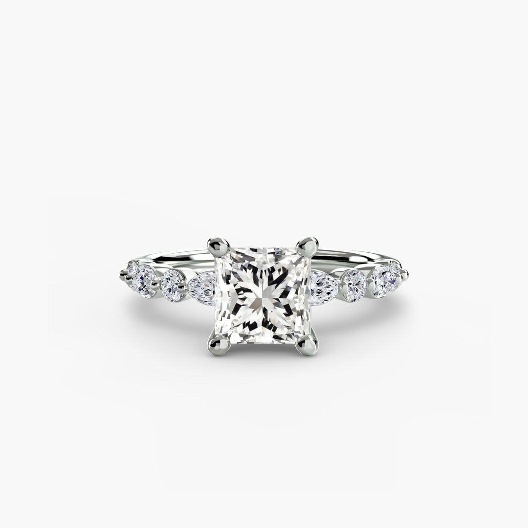 ELVINA I Diamond Engagement Ring with a Diamond Band