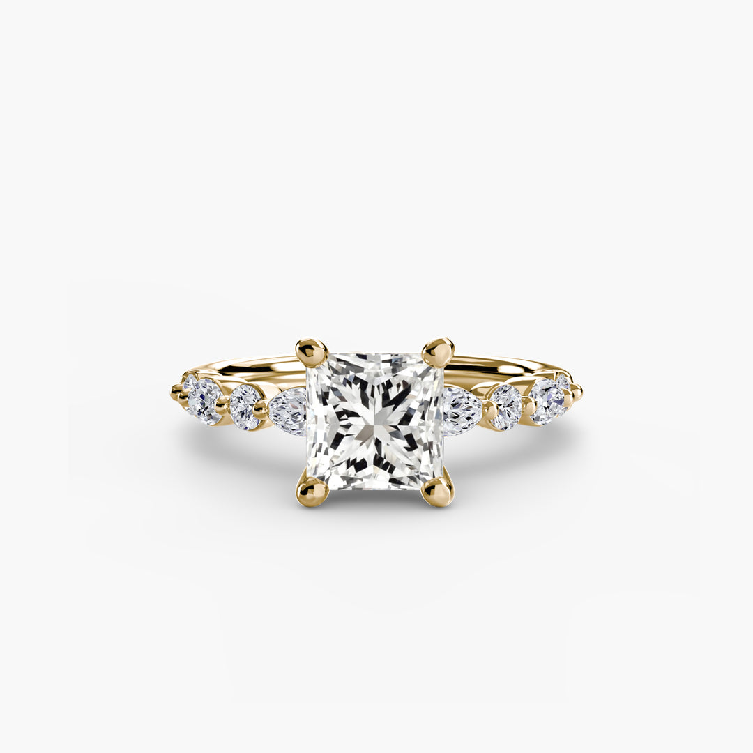 ELVINA I Diamond Engagement Ring with a Diamond Band