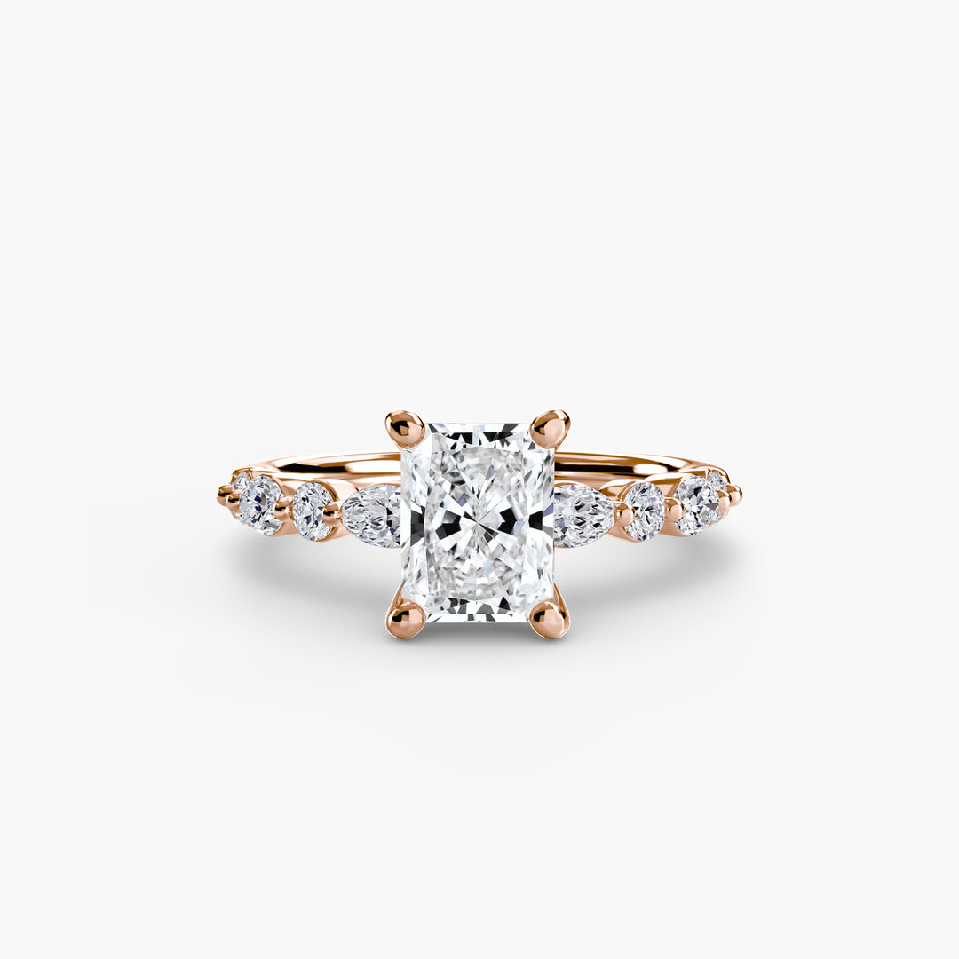 ELVINA I Diamond Engagement Ring with a Diamond Band