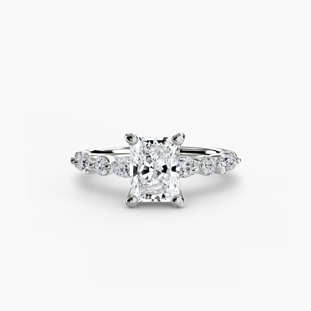 ELVINA I Diamond Engagement Ring with a Diamond Band