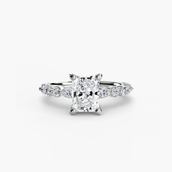 ELVINA I Diamond Engagement Ring with a Diamond Band