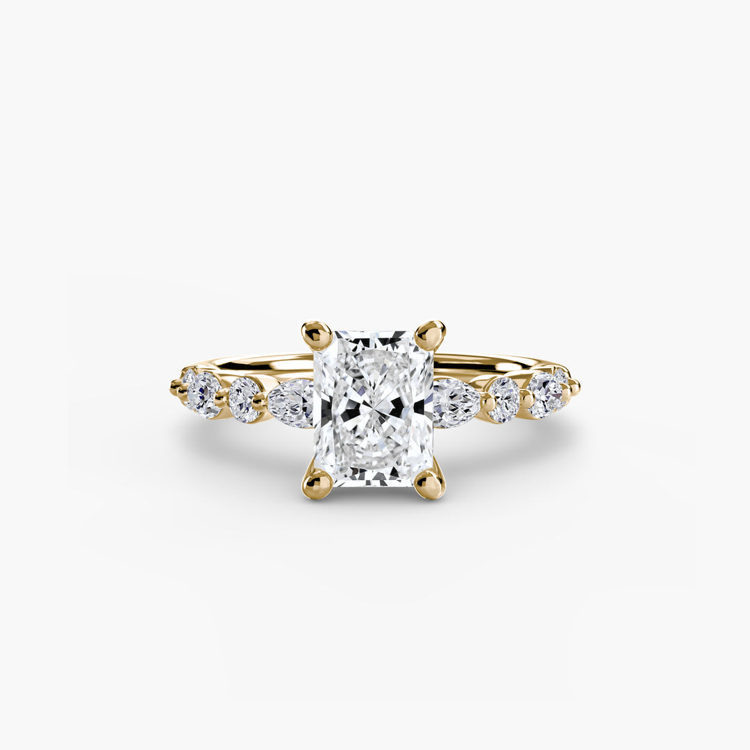ELVINA I Diamond Engagement Ring with a Diamond Band
