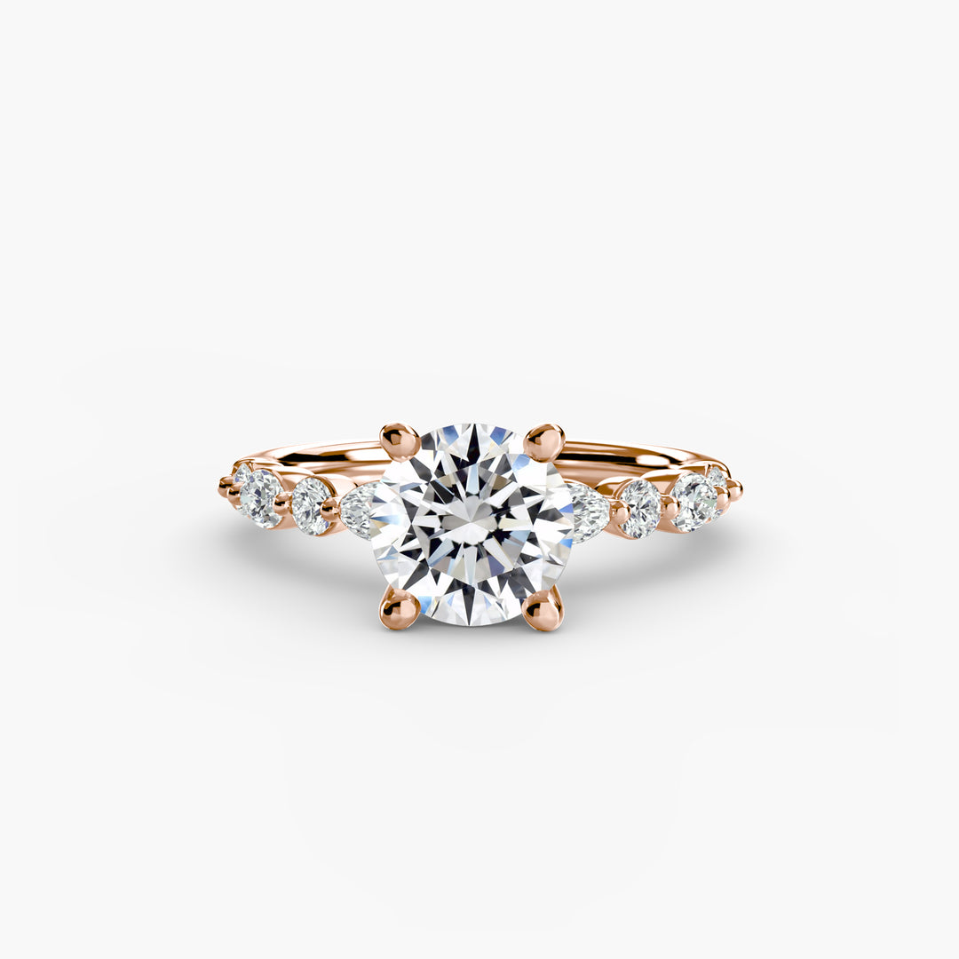 ELVINA I Diamond Engagement Ring with a Diamond Band