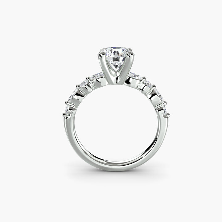 ELVINA I Diamond Engagement Ring with a Diamond Band