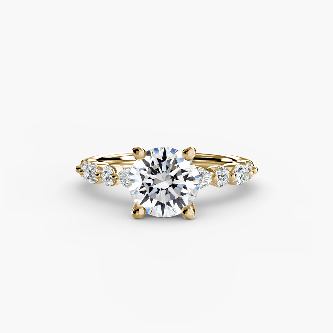 ELVINA I Diamond Engagement Ring with a Diamond Band